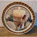 SZALONCUKORKATARTÓ DOBOZ GYERTYÁVAL DÍSZÍTVE